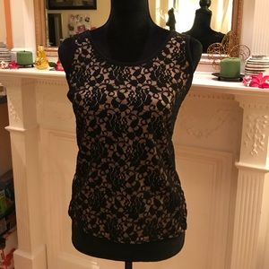 Lace front black tank top
